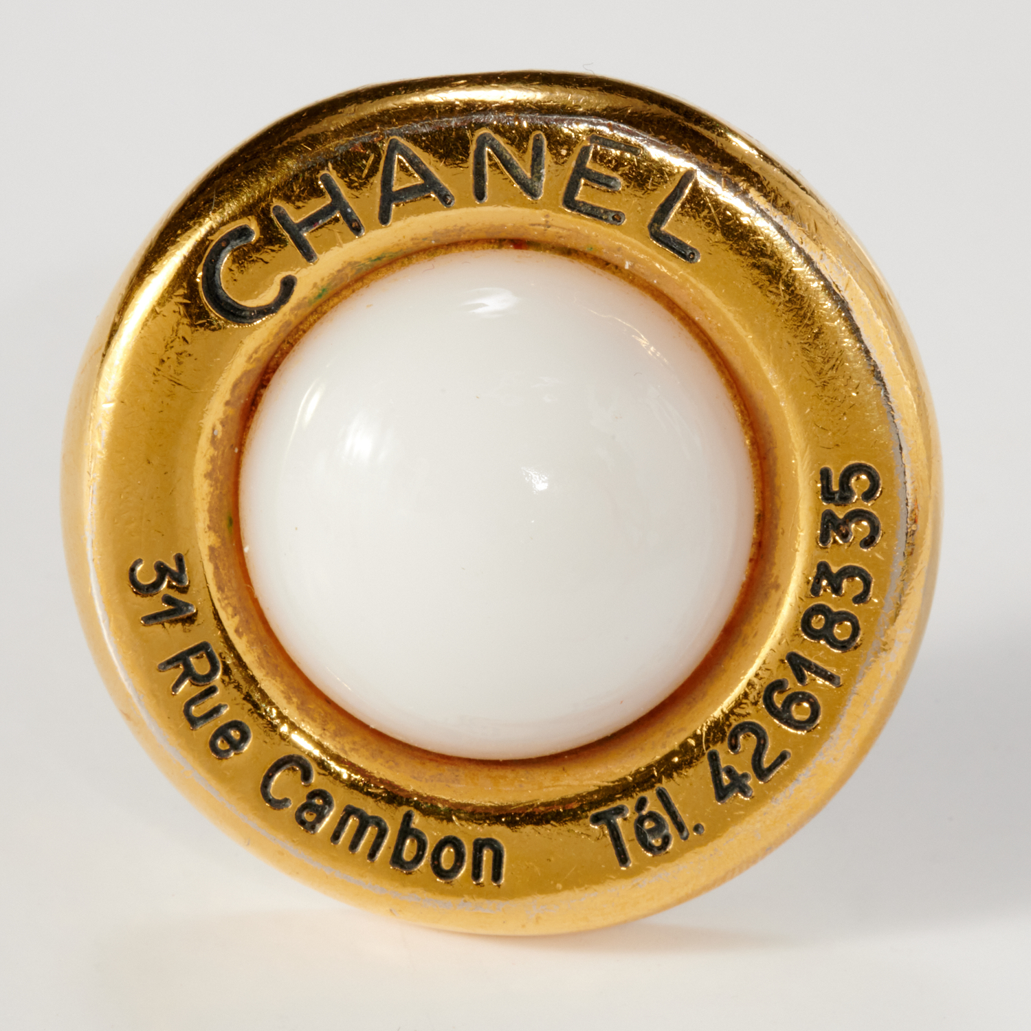 Chanel 31 Rue Cambon Paris Engraved Earrings - Ruby Lane