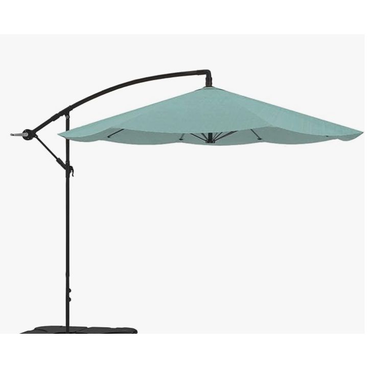 Pure Garden Patio Umbrella- 10ft Offset Umbrella w/ Crank, Light Green, 120'' L x 120'' W x 96'' H
