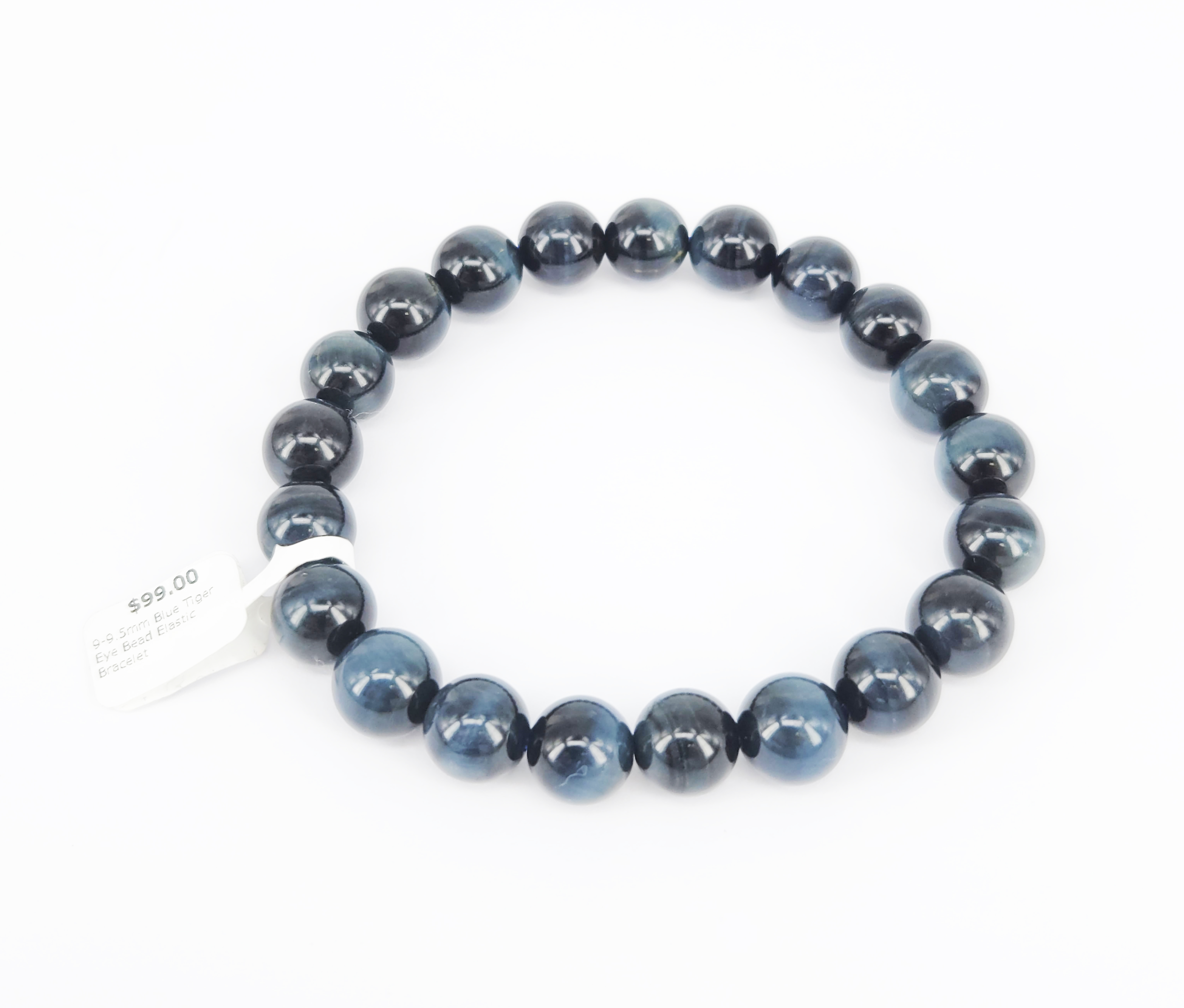 A 9mm Blue Tiger'S Eye Bead Stretch Bracelet