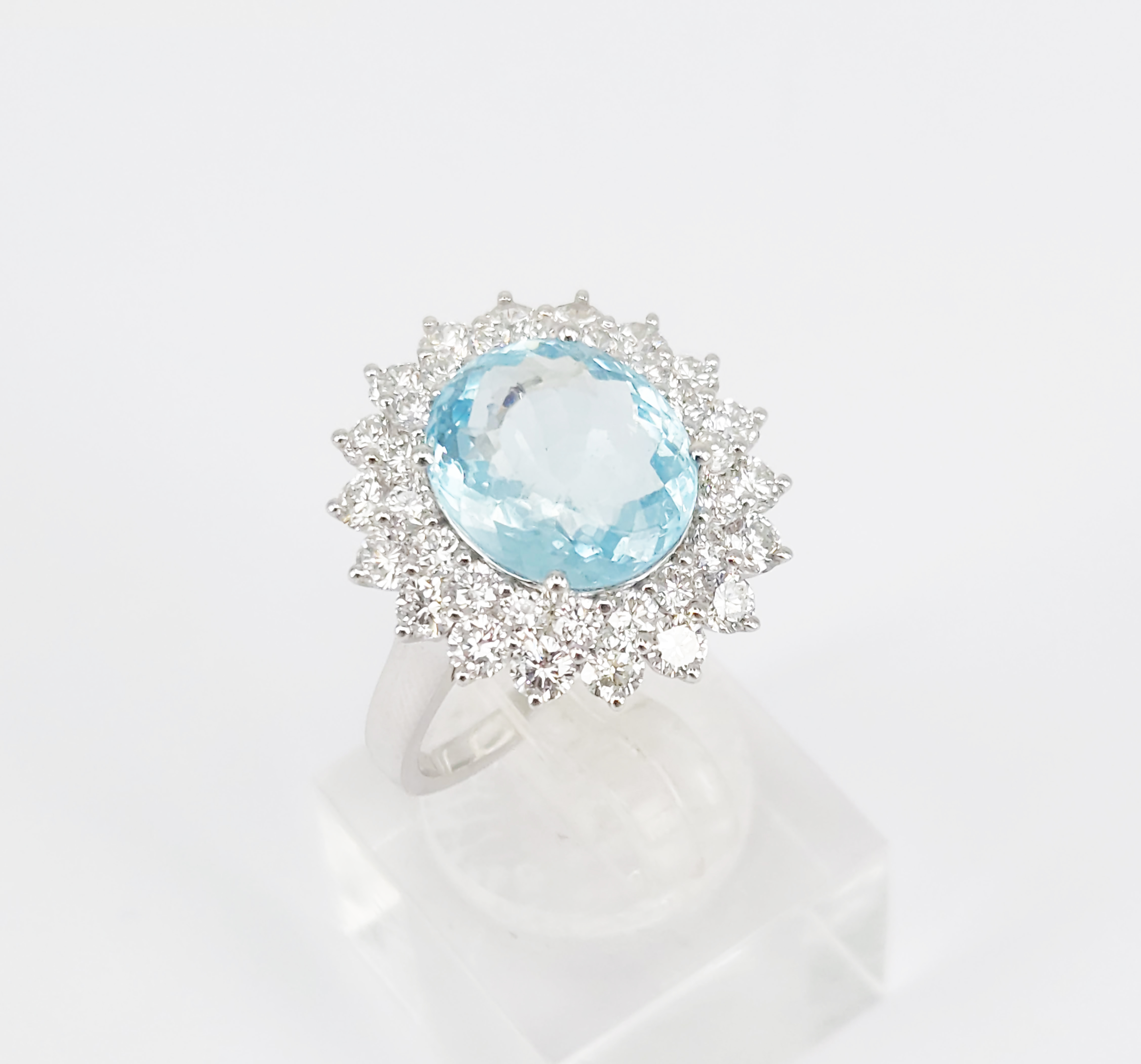 An Aquamarine And Diamond Ring