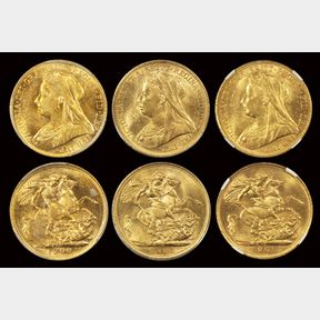 SOVEREIGNS (3), 1895S S3877, 1900P S3876, 1901S S3877, Old Head, all w…