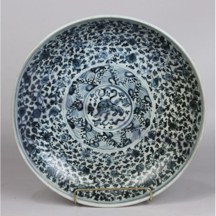 Chinese Blue-and-White Charger, Lion