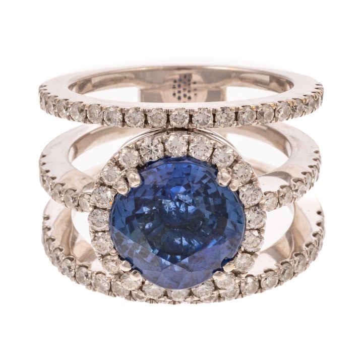 A 5.41 cts Ceylon Sapphire & Diamond Ring in 18K