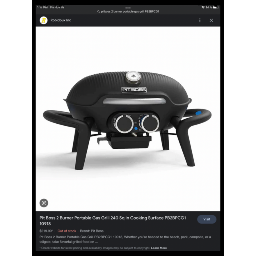 PitBoss 2-Burner Portable Gas Grill 240s in Cooking Surface