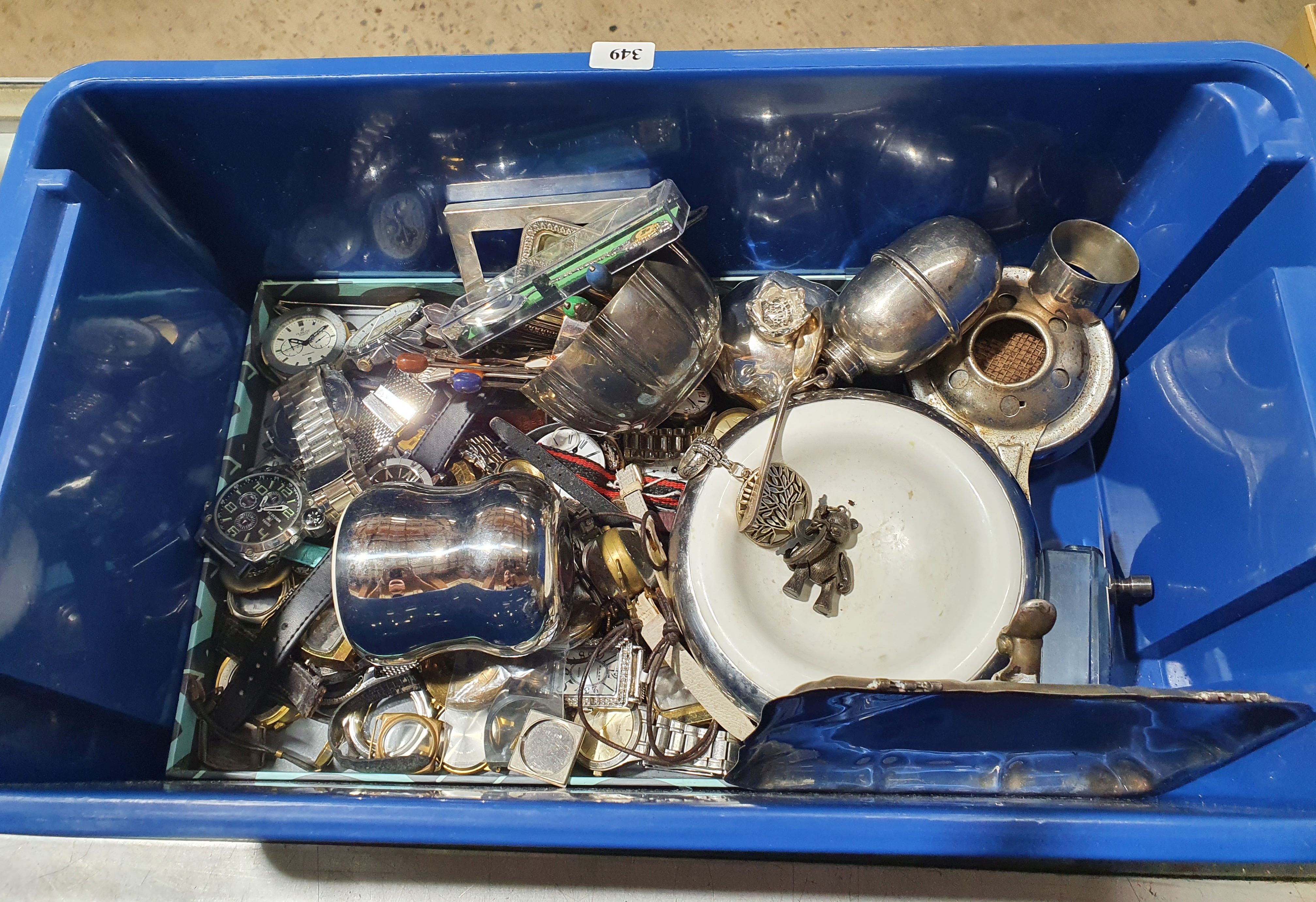 A QUANTITY OF WATCH PARTS AND SILVER PLATED ITEMS
