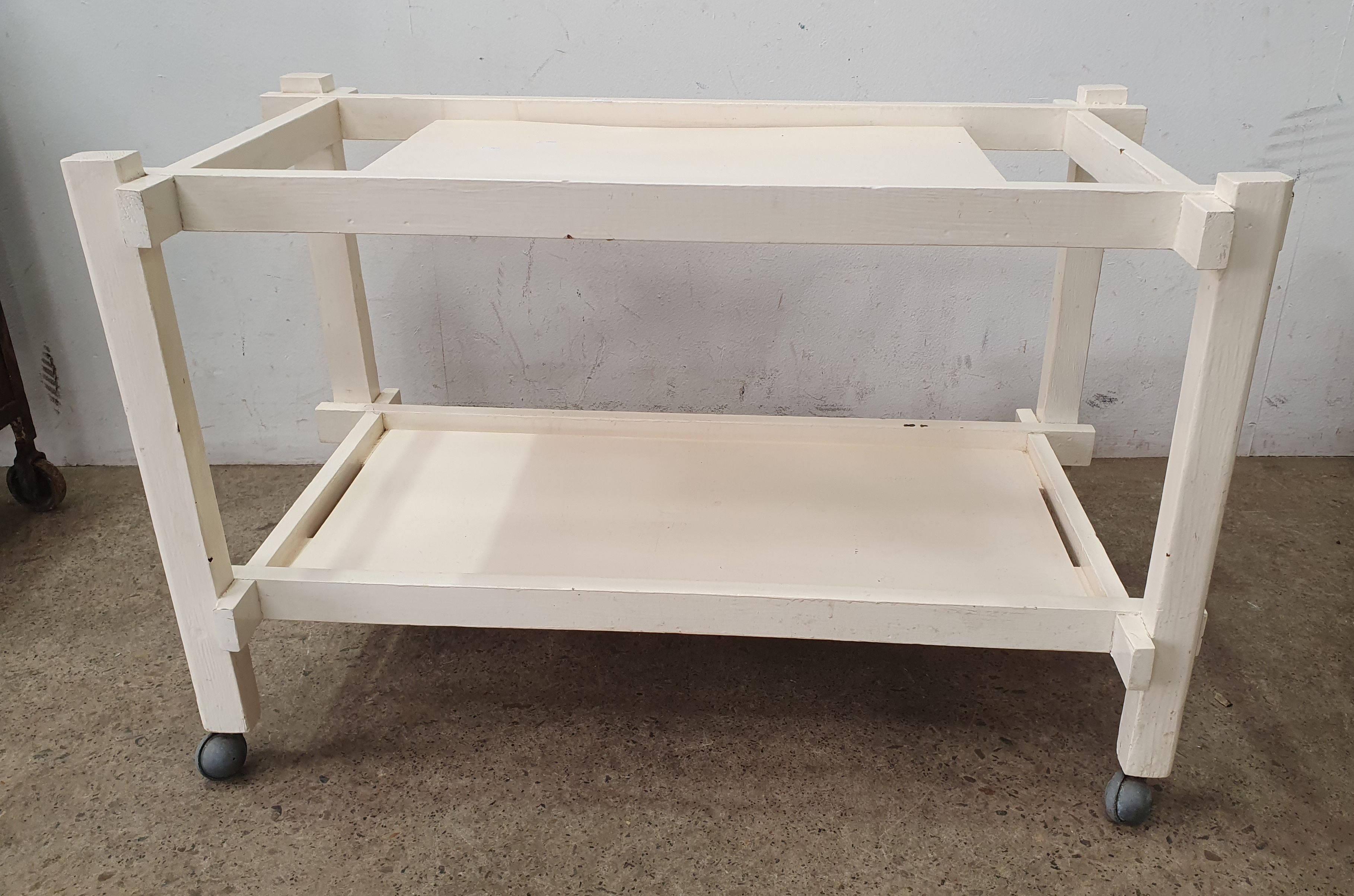 A White-Painted Timber Trolley