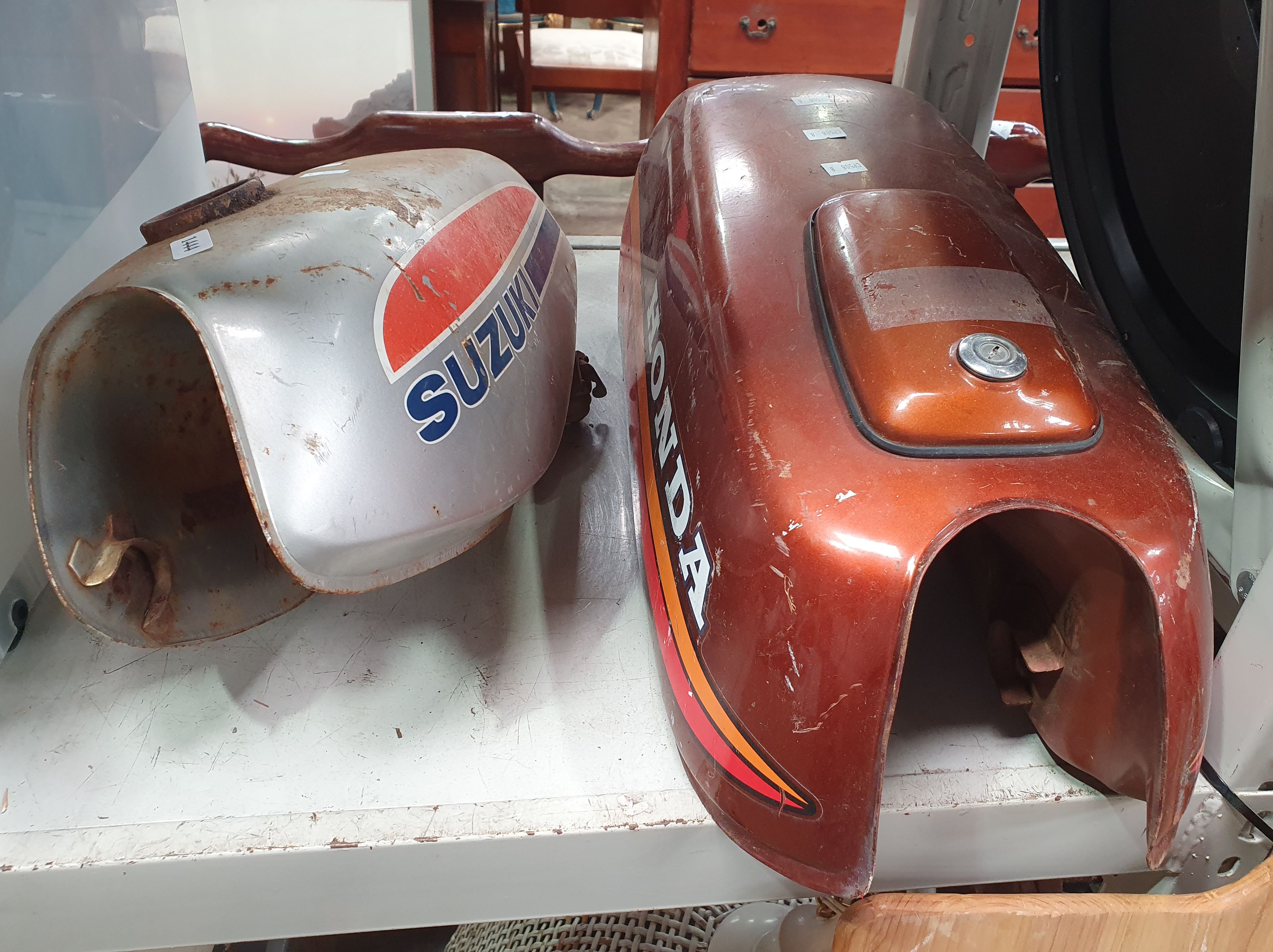 A PAIR OF MOTORBIKE TANKS