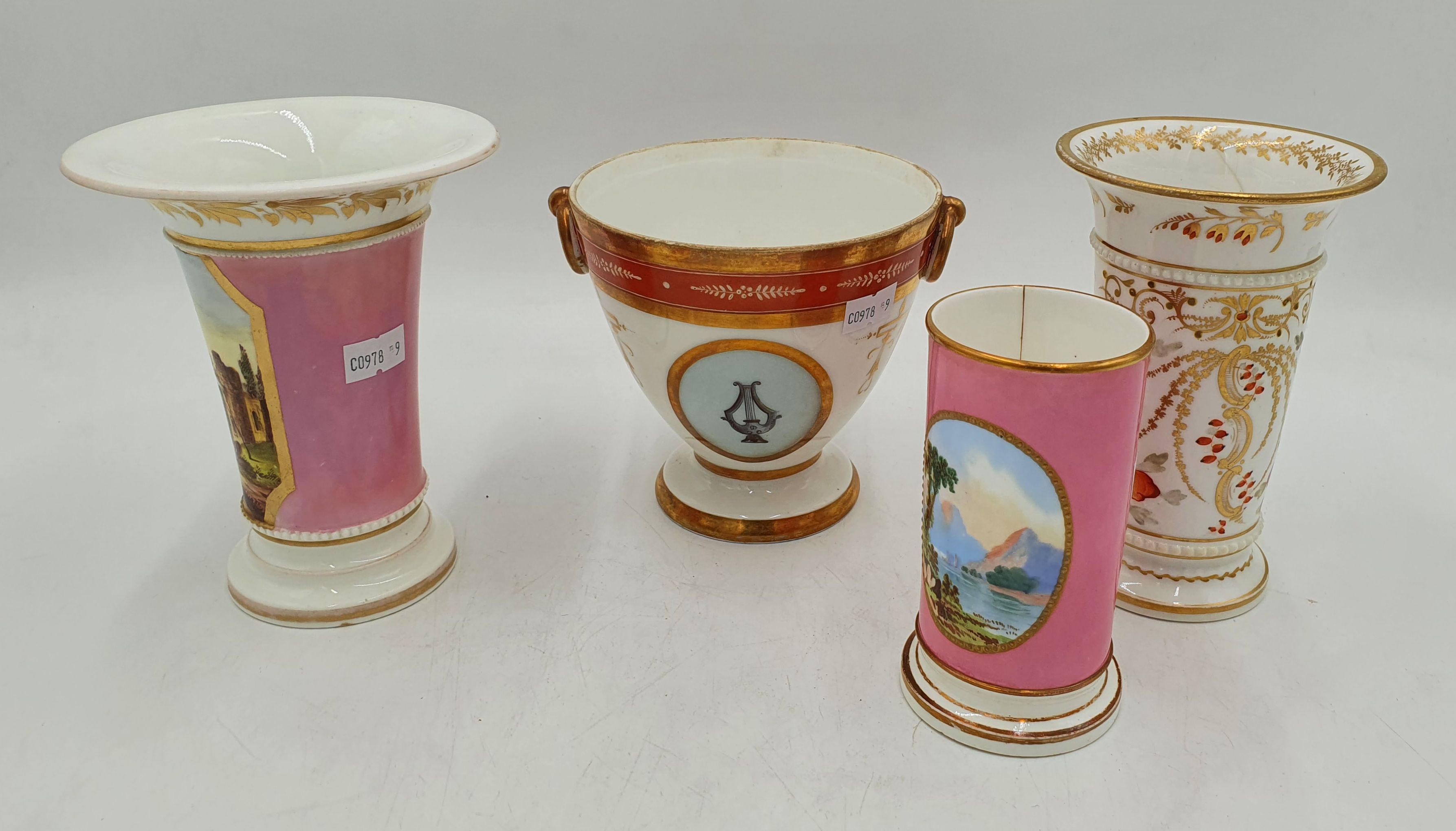 709 · A GROUP OF 19TH CENTURY PORCELAIN SPILL VASES
