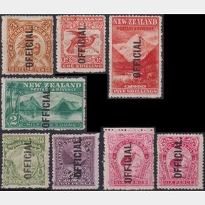 NZ Officials, 1907 3d to 5/- (4v), ½d to 6d (3v) Pictorials sets & 6d reduced. …