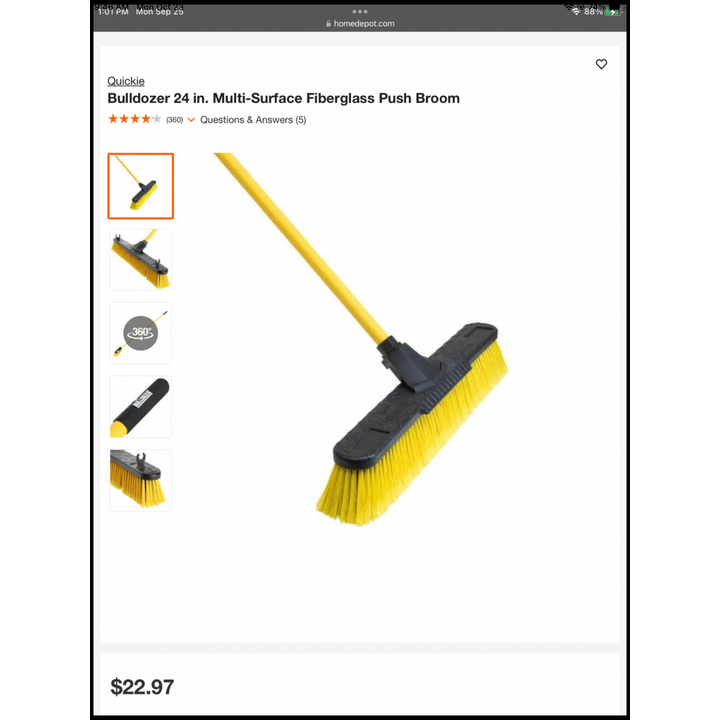 Quickie Bulldozer 24" Multi-Surface Fiberglass Push Broom