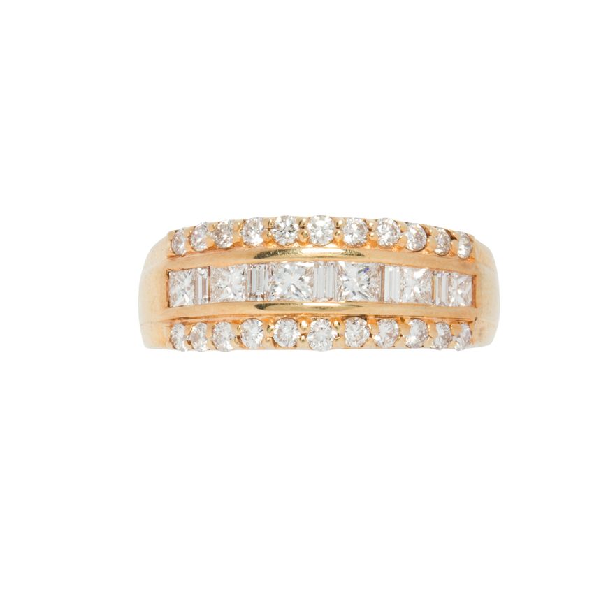 A diamond and 14k gold ring