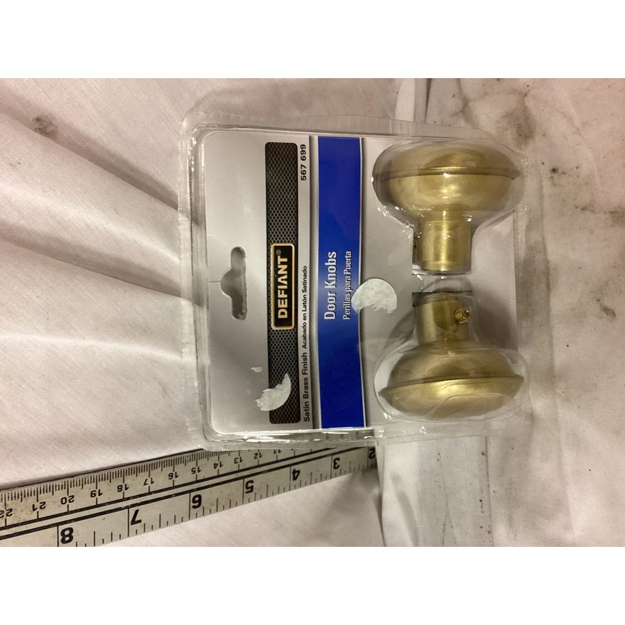 Defiant Satin Brass Finish Door Knobs