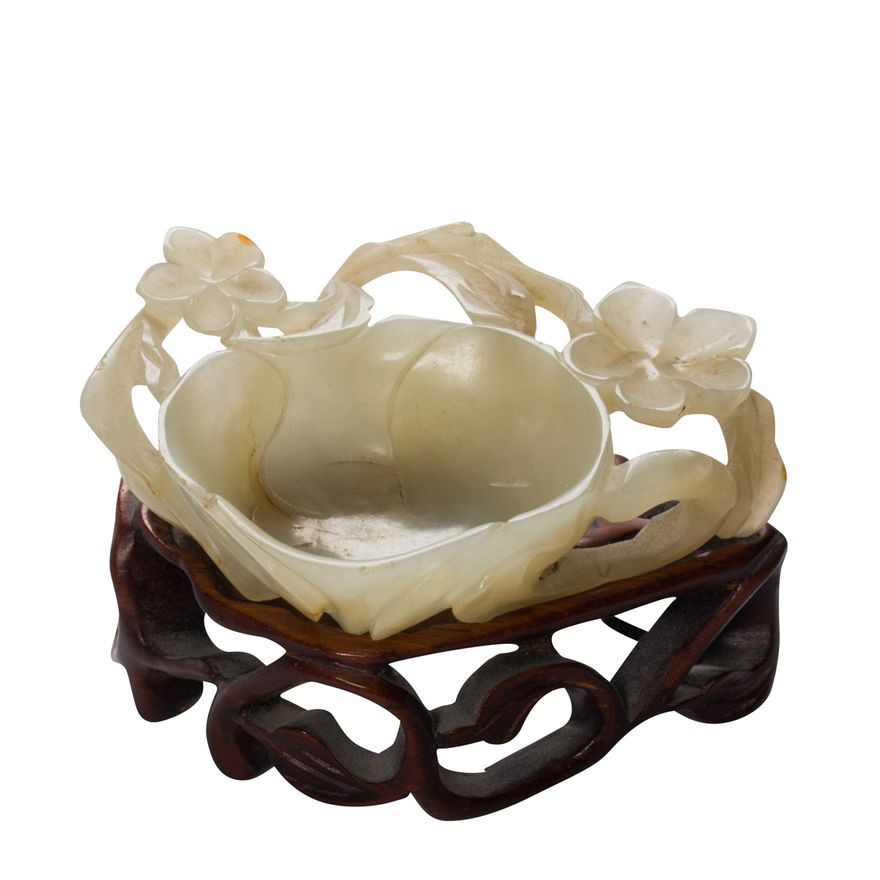 Chinese white jade brush washer
