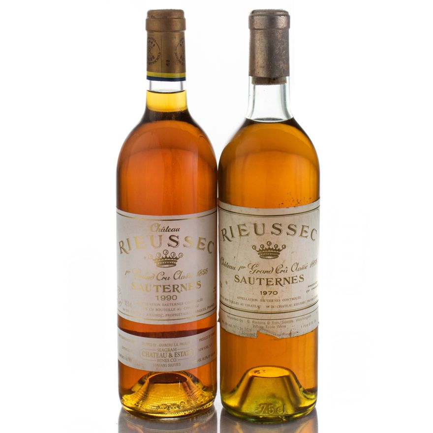2 Bottles Mixed lot - 1 Bottle 1970 Chateau Rieussec, Sauternes and 1 Bottle 1990 Chateau Rieussec, Sauternes, Bordeaux, France 97WS