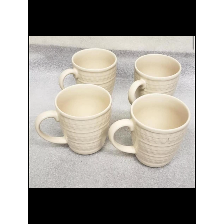 Set Of 4 Threshold Stoneware Fairlee Coffee Mugs (Cream)