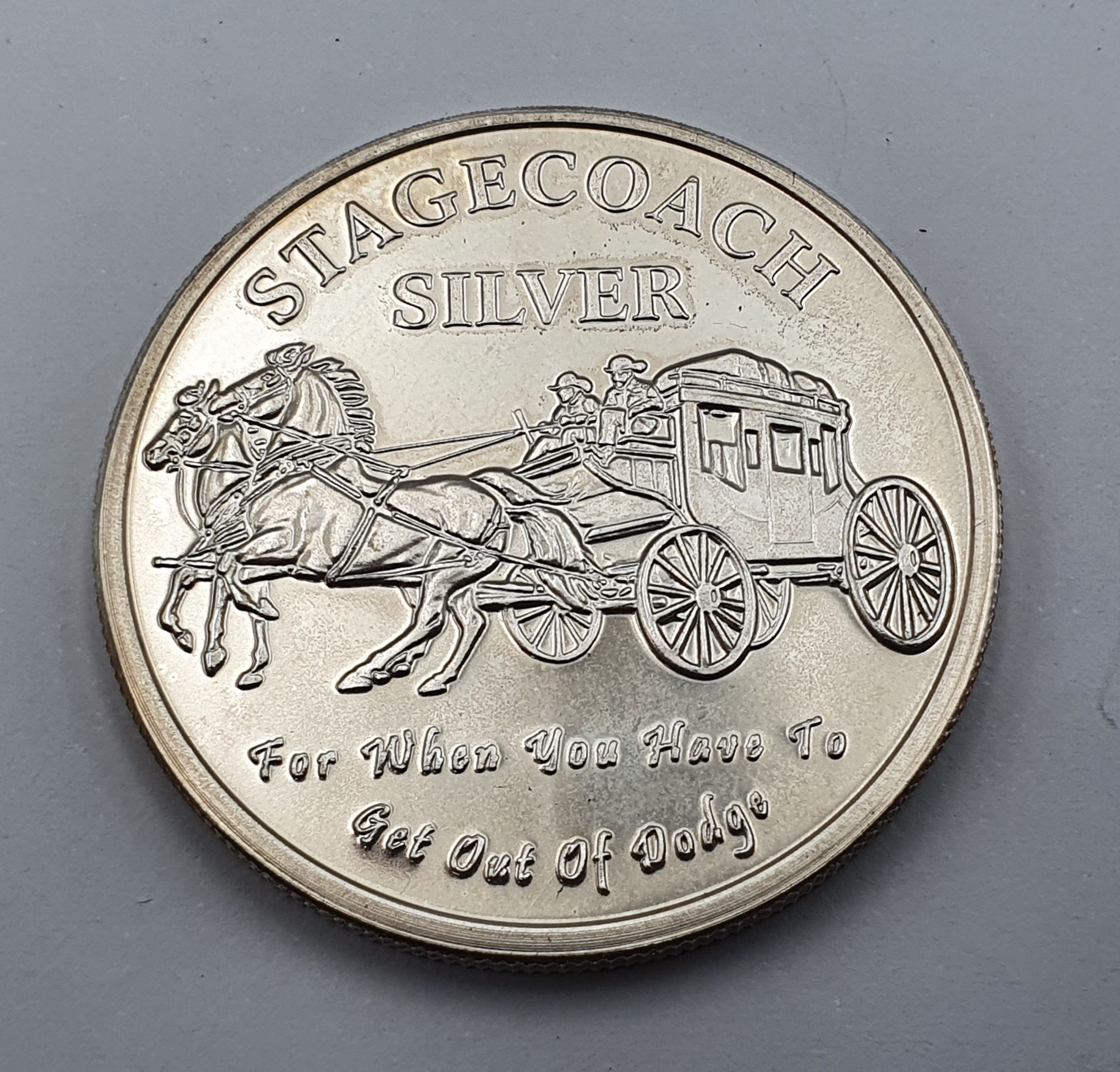 333 · A STAGECOACH 1oz 999 FINE SILVER BULLION COIN