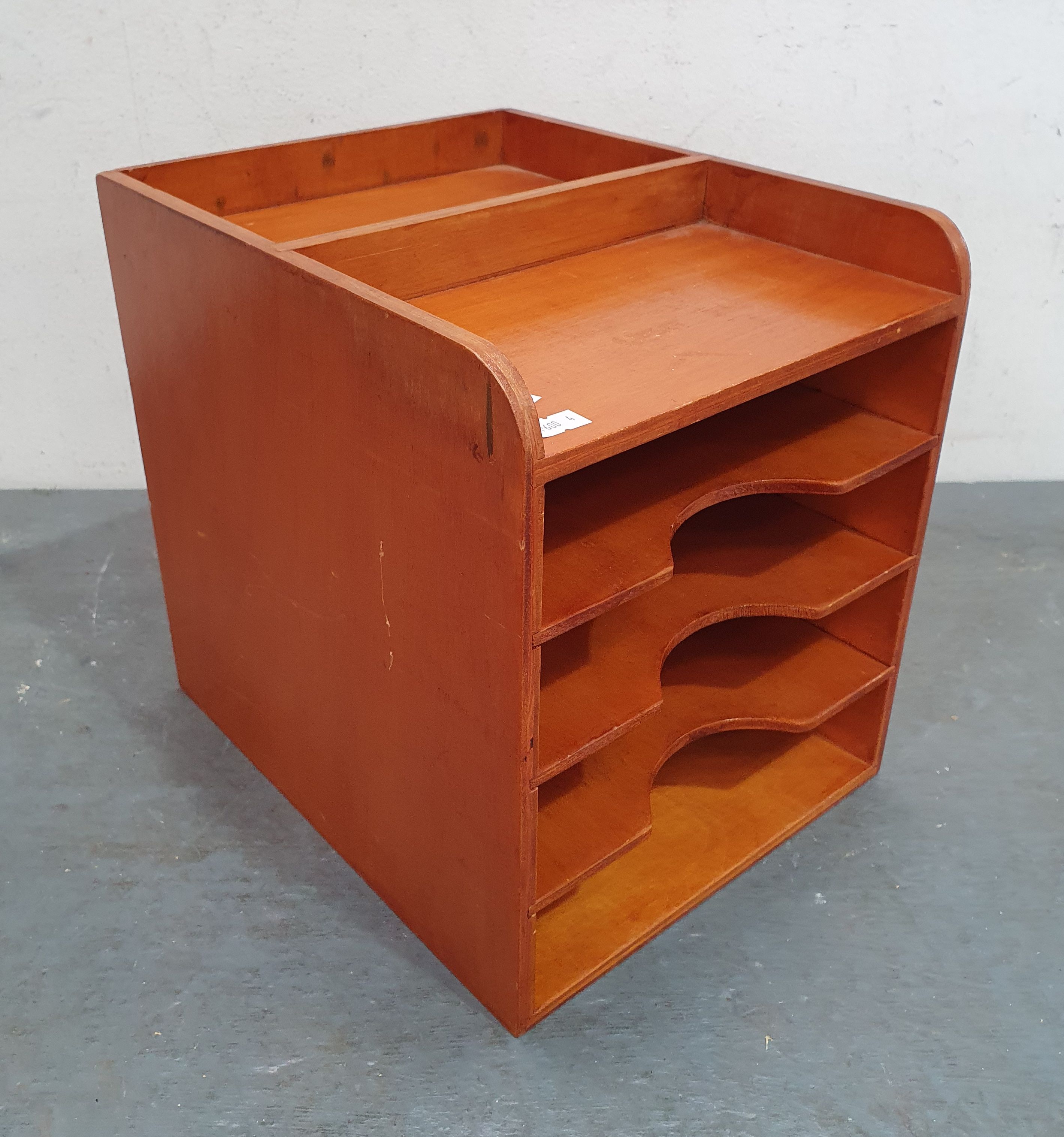 A VINTAGE TIMBER DESK ORGANISER