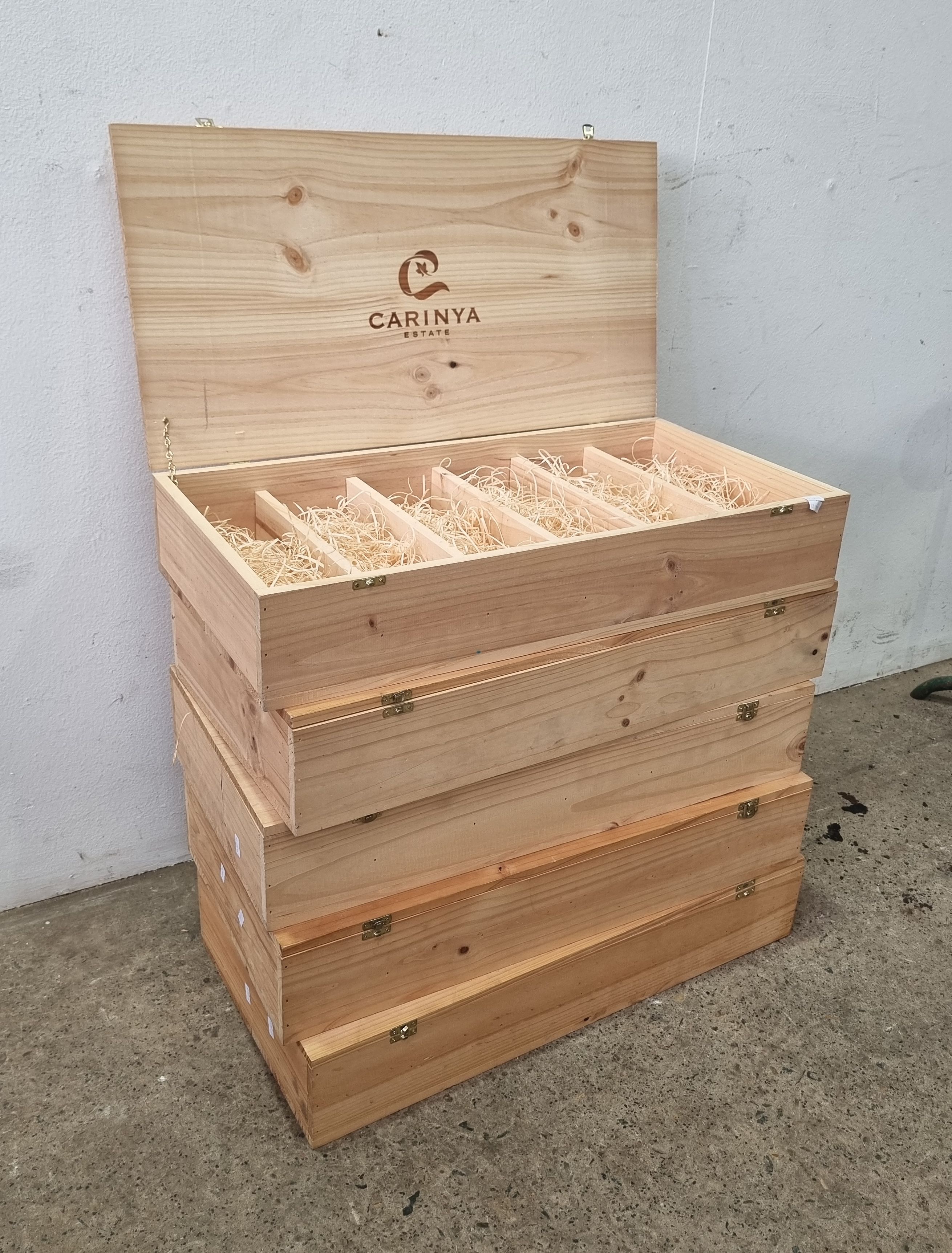 A GROUP OF 5 WINE BOXES
