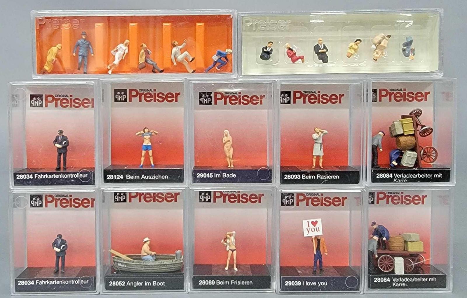 Twelve Preiser HO scale figure packs in original boxes