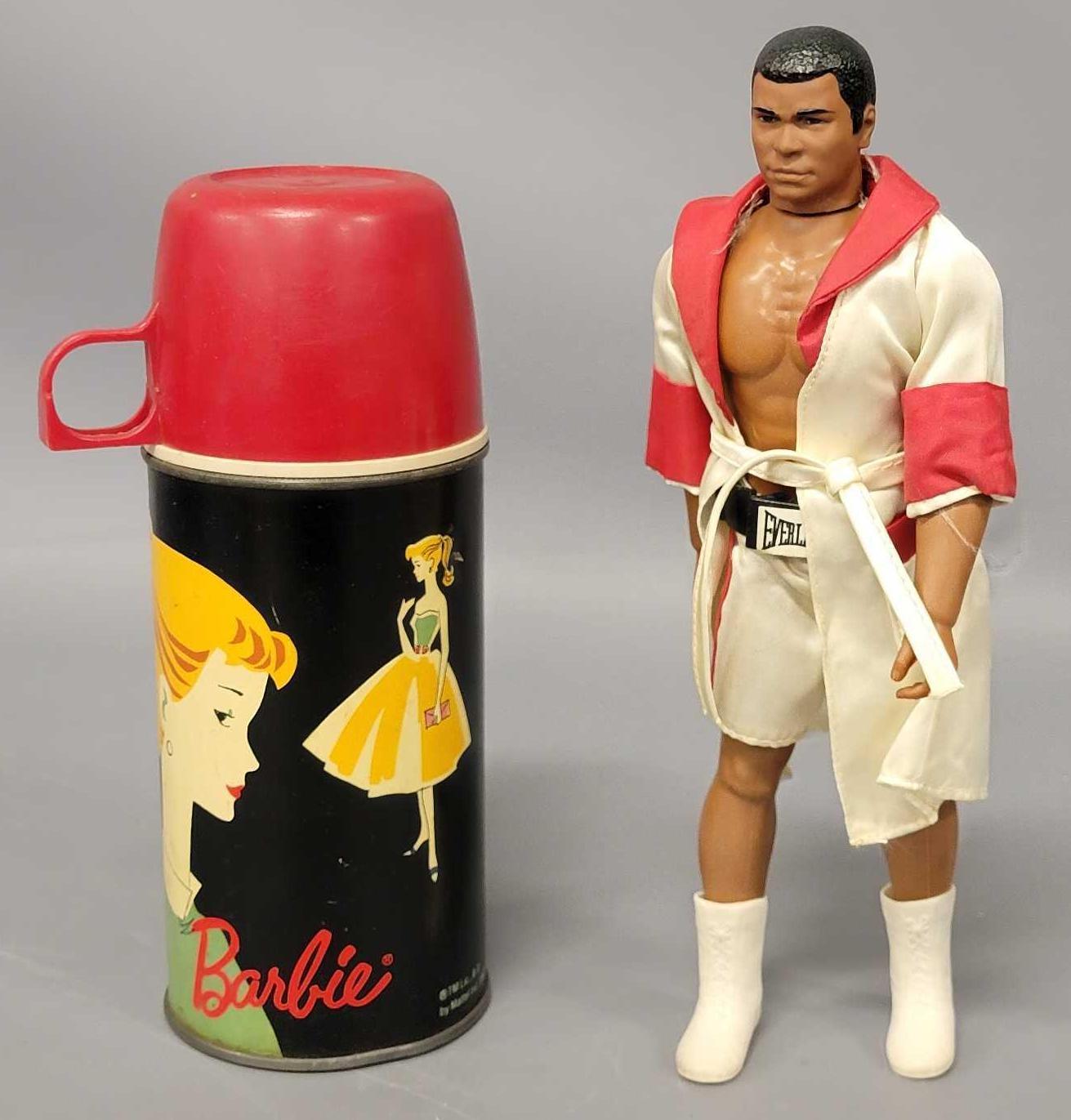 Mego Muhammad Ali and a Barbie thermos