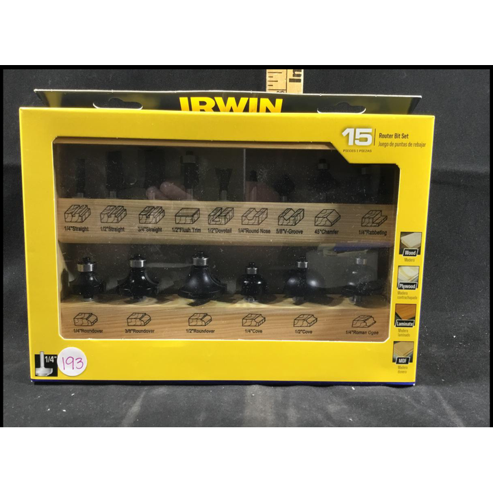 IRWIN 15pc Router Bit Set