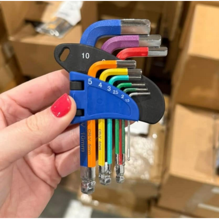 9 Pc Color Coated Ball Point Hex Key Set