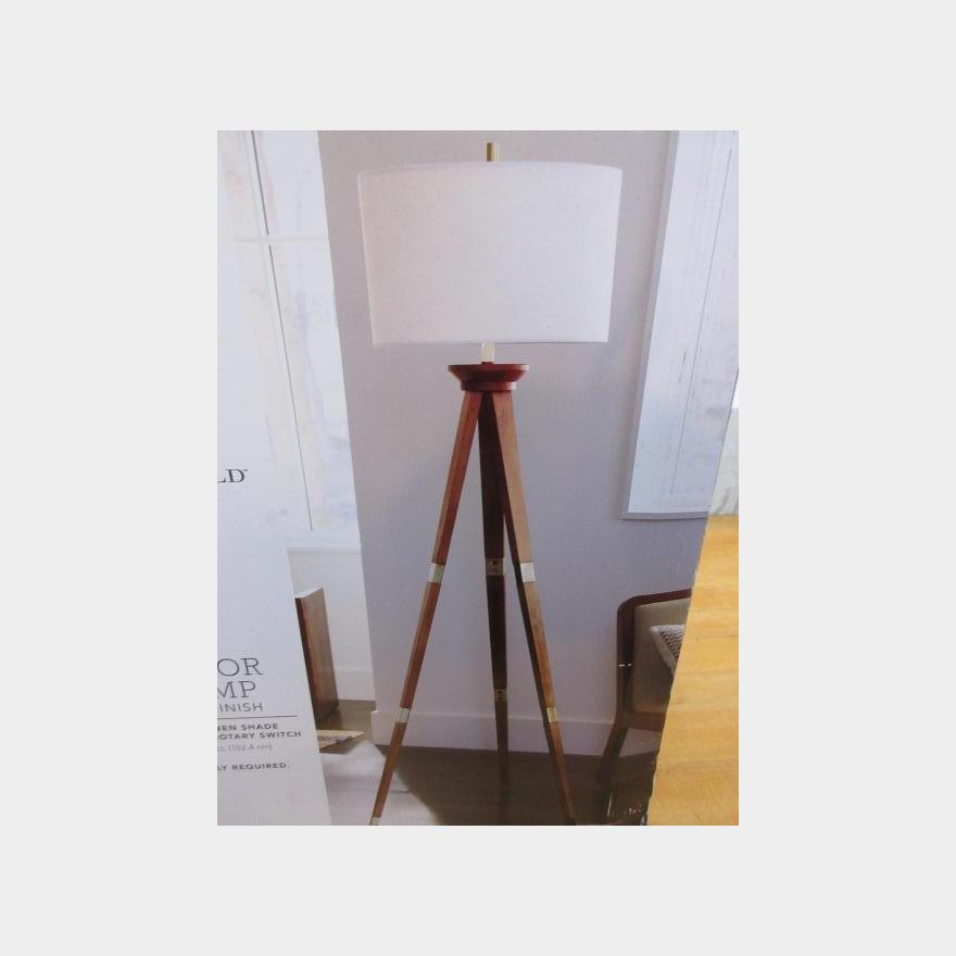 Oak Wood Tripod Floor Lamp Brass, Threshold Wood Tripod Floor Lamp