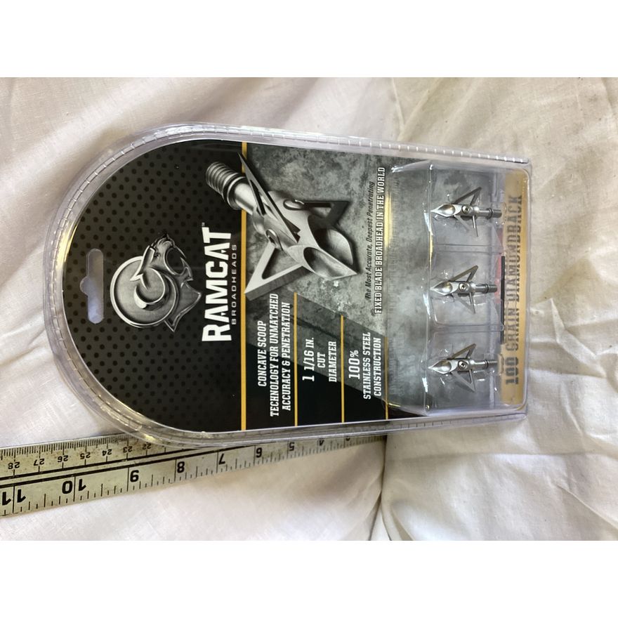RamCat Broadheads 100 Grain Diamondback- 1 1/16'' Cut Diameter