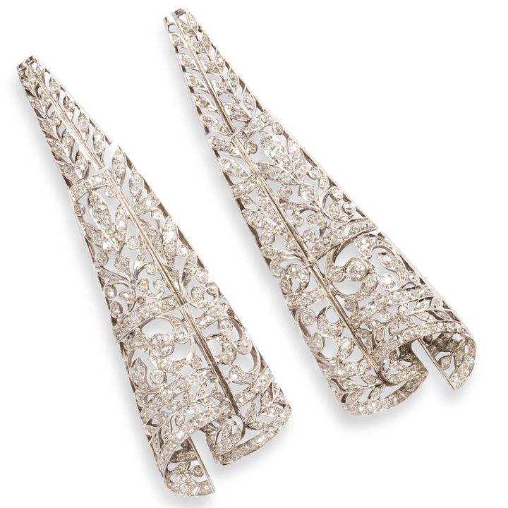 A pair of diamond and platinum-topped white gold earrings