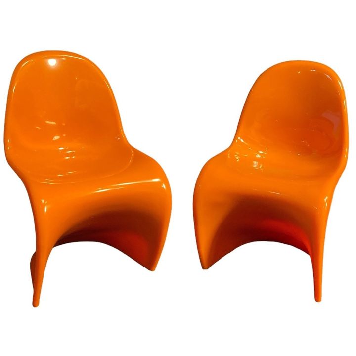 Miniature PANTON Style Orange S Chair, Pair