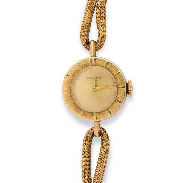 A fourteen karat gold watch bracelet, Movado