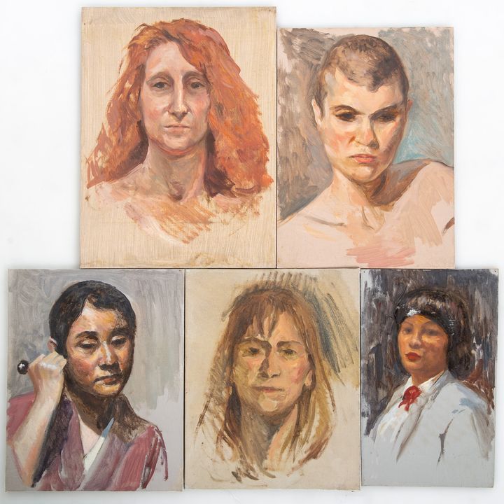 Nathaniel K. Gibbs. 5 Unfinished Portraits, oil