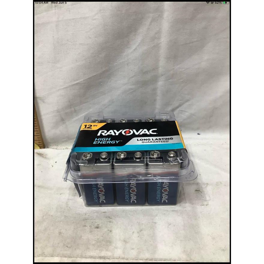 12ct Rayovac High Energy Alkaline 9V Batteries