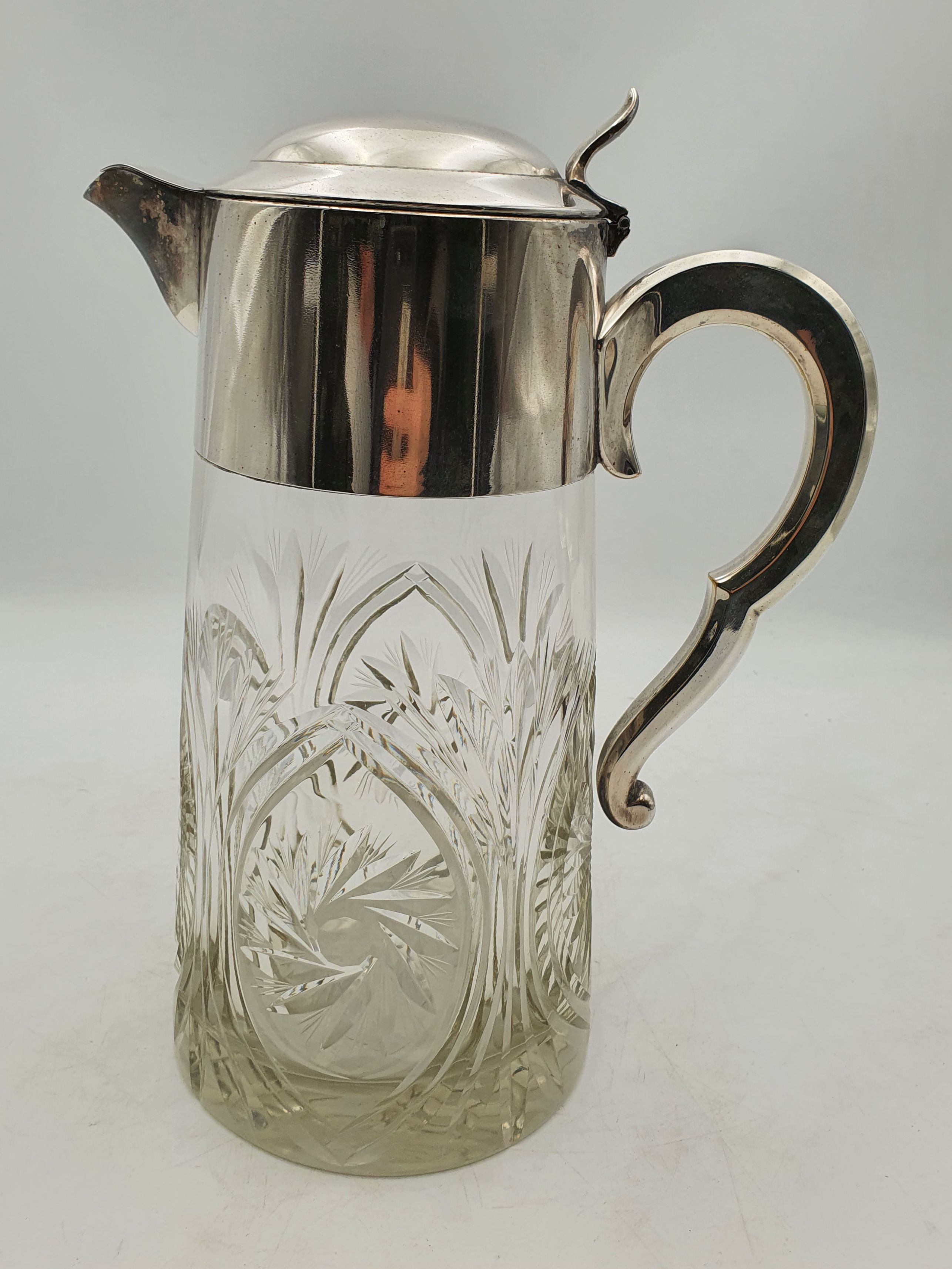 A Vintage Silver Plated Mounted And Cut Crystal Lemondae Jug