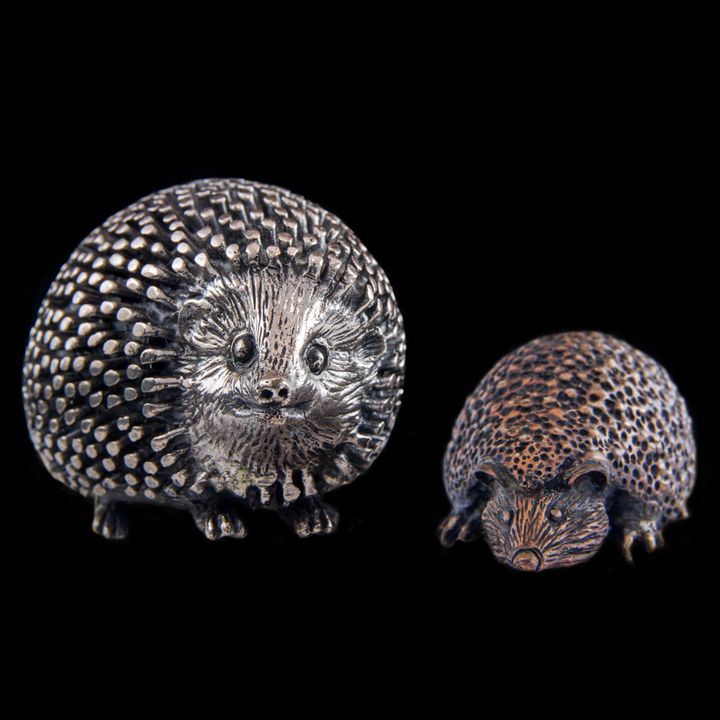 A (Lot of 2) Italian Buccellati silver hedgehogs