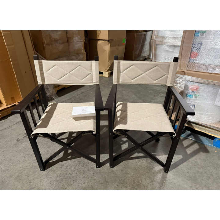 2 Pack Durable Wooden Director Chairs Folding Camp Chairs W/Breathable Fabric - In Box