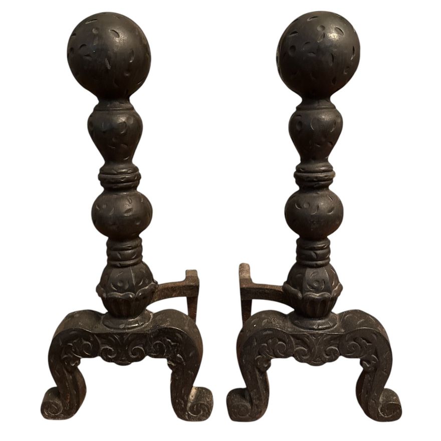 Antique Cast Iron Andirons
