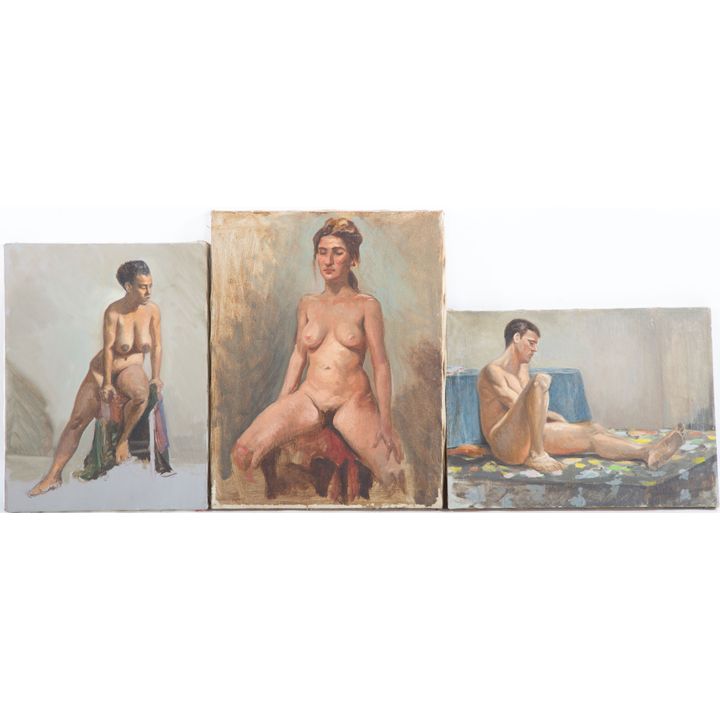 Nathaniel K. Gibbs. Three Nudes, oil