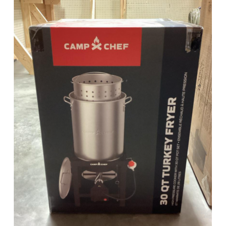 Camp Chef 30 Qt Turkey Fryer High Pressure Cooker W/Pot, Lid, Stand - Propane Hookup
