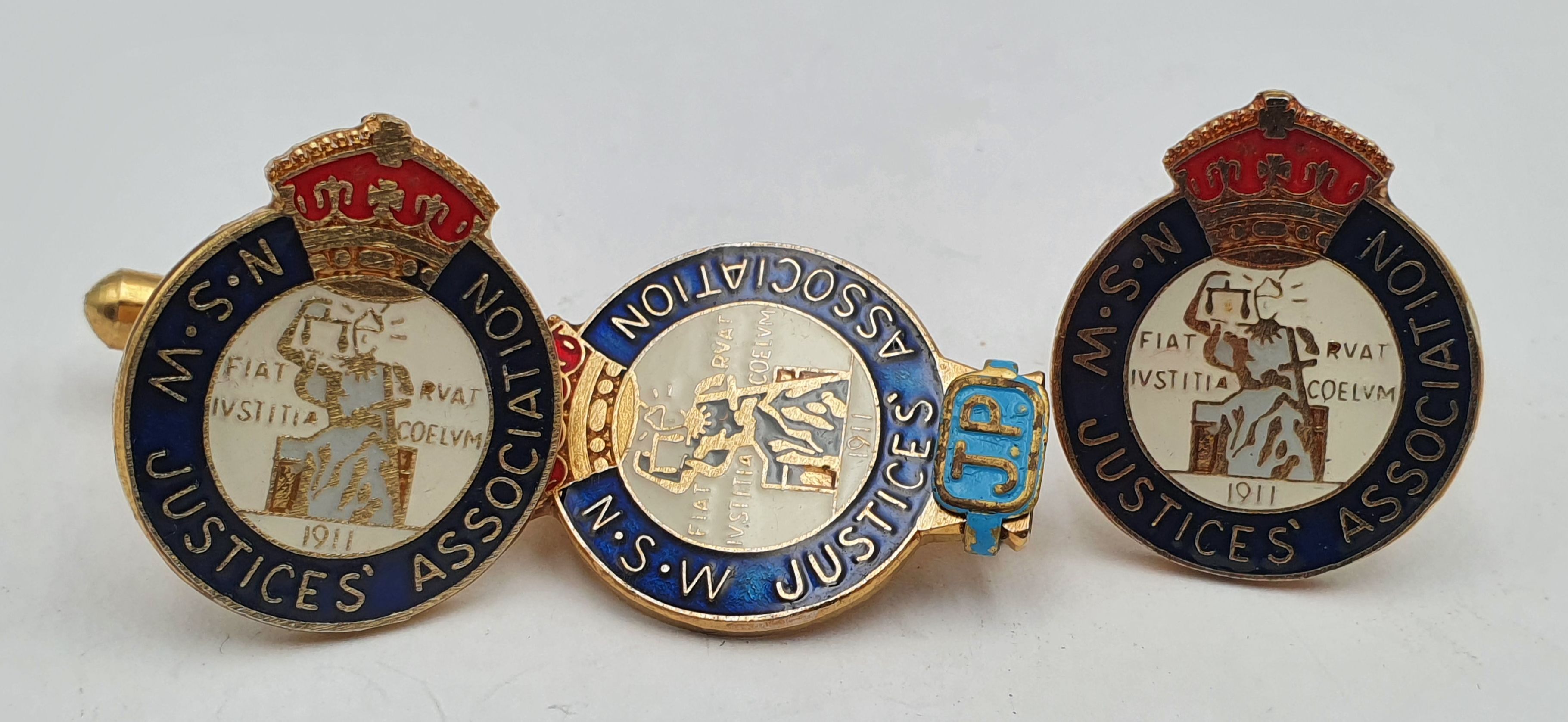 A NSW JUSTICE ASSOCIATION CUFFLINK AND TIE PIN SET