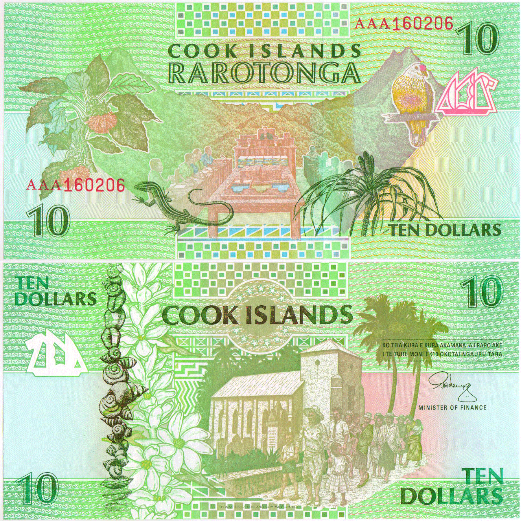 Cook Islands 10 Dollars ND 1992 P-8/> UNC