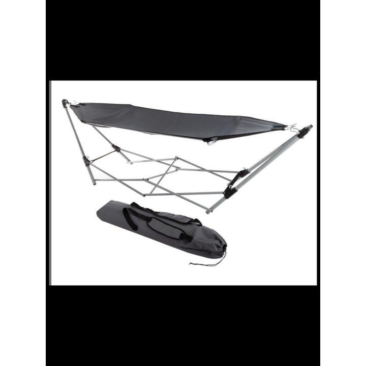 Lavish Home Hammock w/ Stand & Carrying Bag- Grey 94'' L x 31'' W