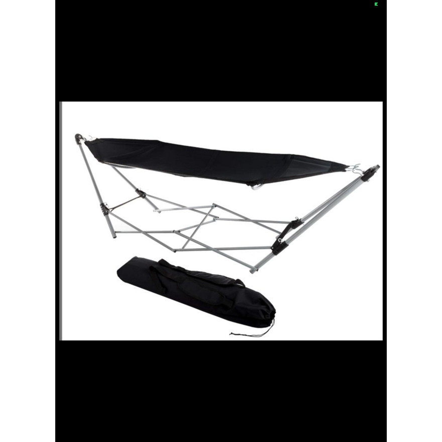 Lavish Home Hammock w/ Stand & Portable Carrying Bag- Black 7.5'' L x 7.5'' W x 44.5'' H In Box
