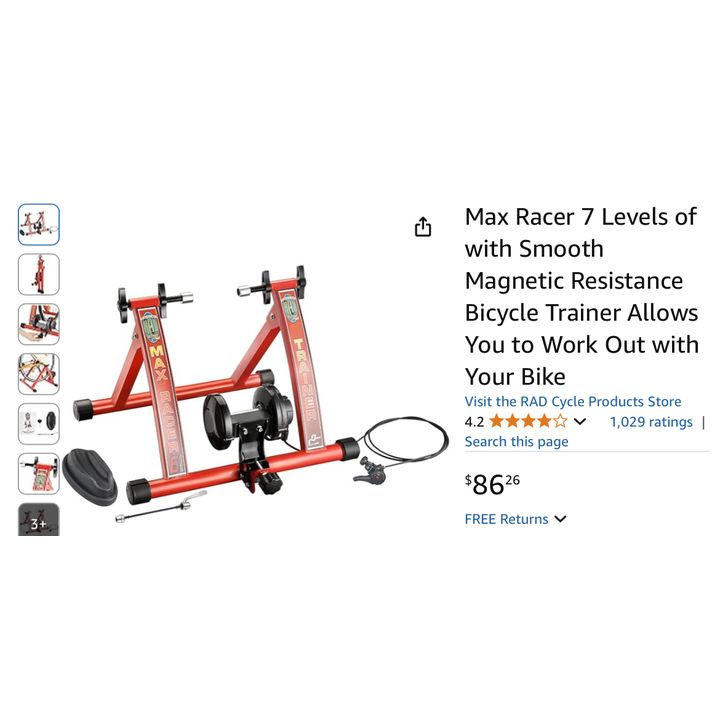 RAD Cycles Max Racer 7 Levels Of Smooth Magnetic Resistance Bicycle Trainer- In Box