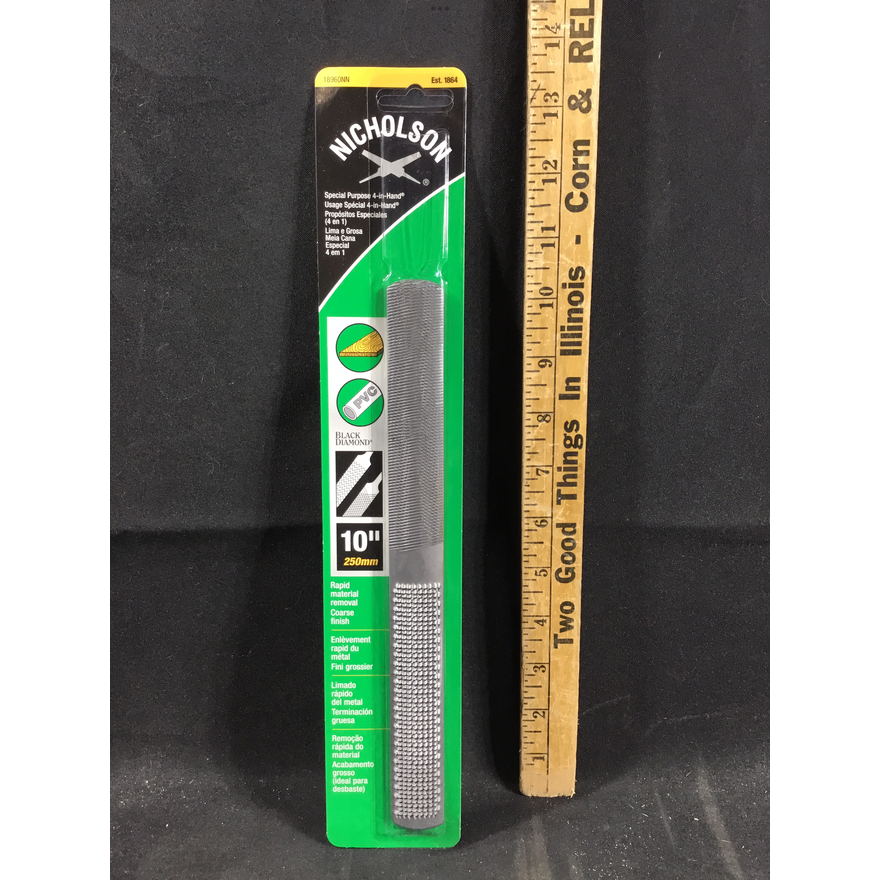 Nicholson Special Purpose 4-in-1 Hand File 10" Rapid Material Removal Coarse Finish