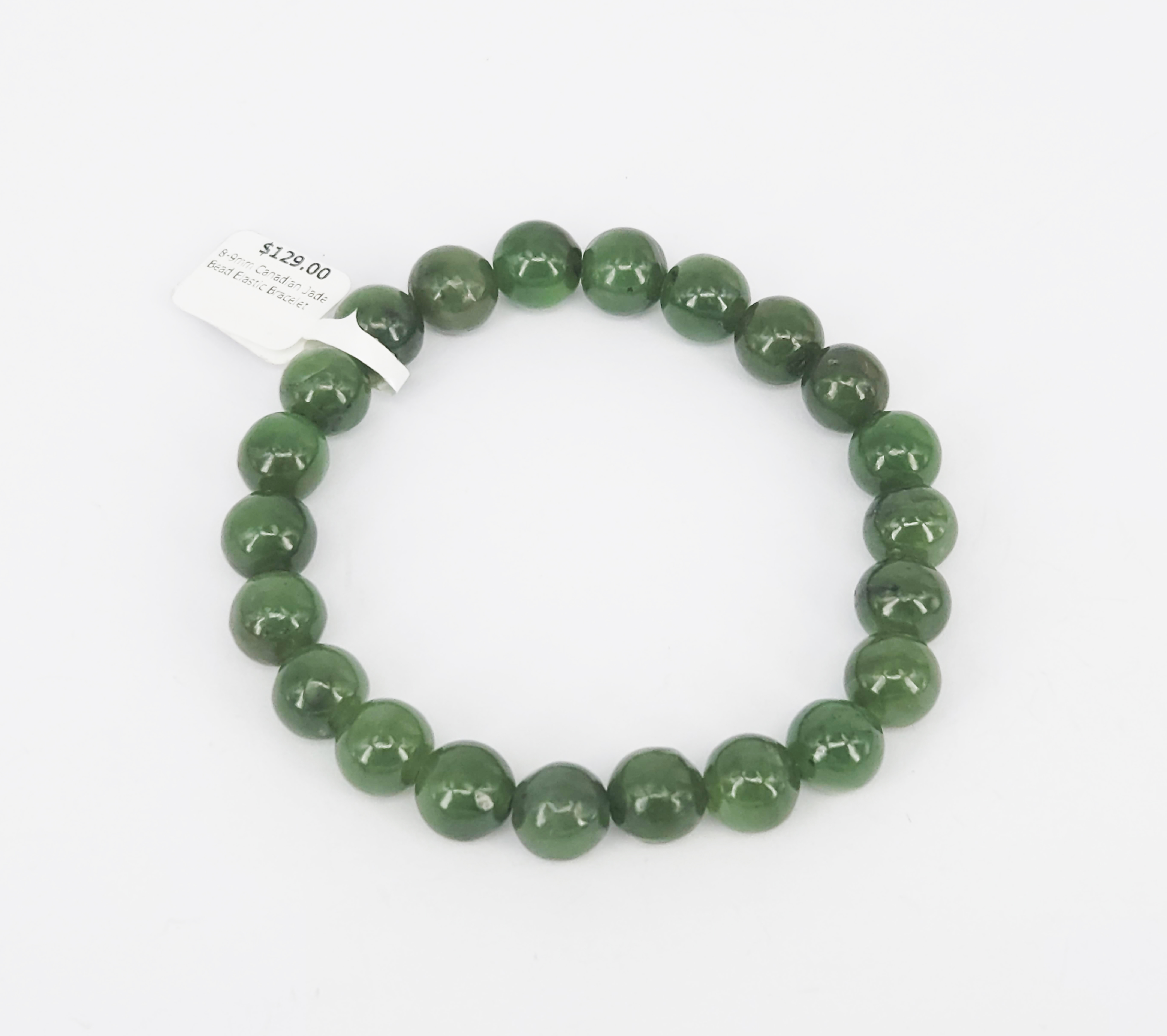 449 · AN 8mm CANADIAN JADE BEADED BRACELET