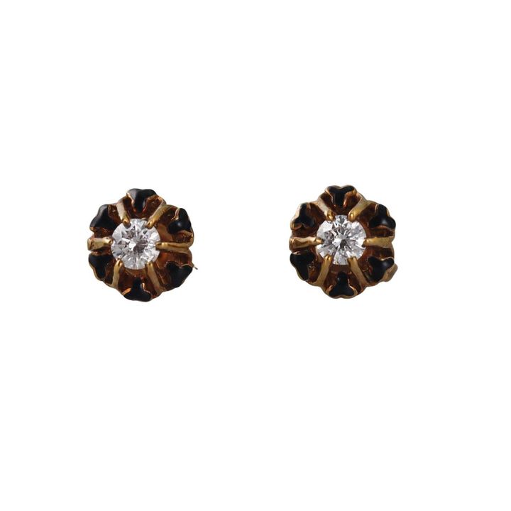 Antique Victorian Gold Diamond Buttercup Stud Earrings