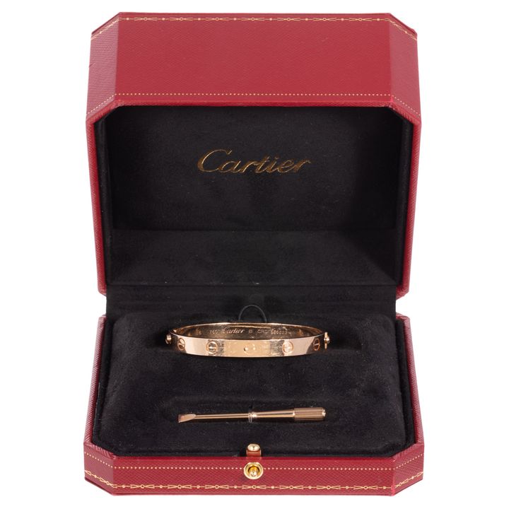 A 18K Rose Gold Cartier "Love" Bracelet Size 16