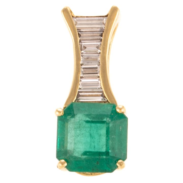 An Emerald & Diamond Slide Pendant in 18K