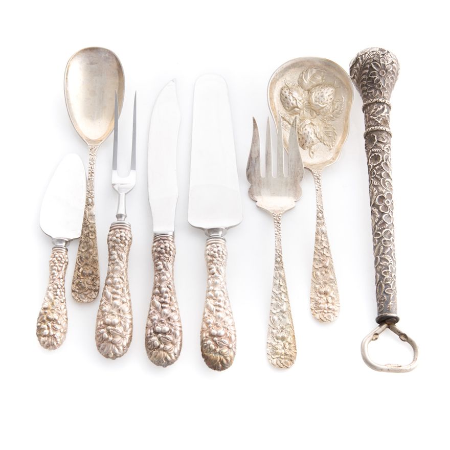 Stieff "Rose" sterling silver serving pieces (7)